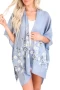 Carolina Blue Spring Daisy Printed Open Front Cover Up Dress
